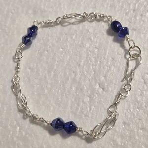 Silver and Blue Chain Bracelet